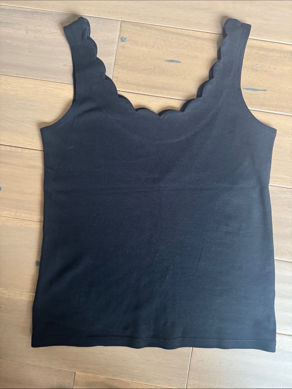 J.Crew Classic Black Scallop-Edge Tank Top - Women